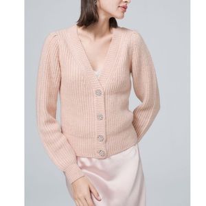WHBM | Embellished Cardigan With Puff Sleeves